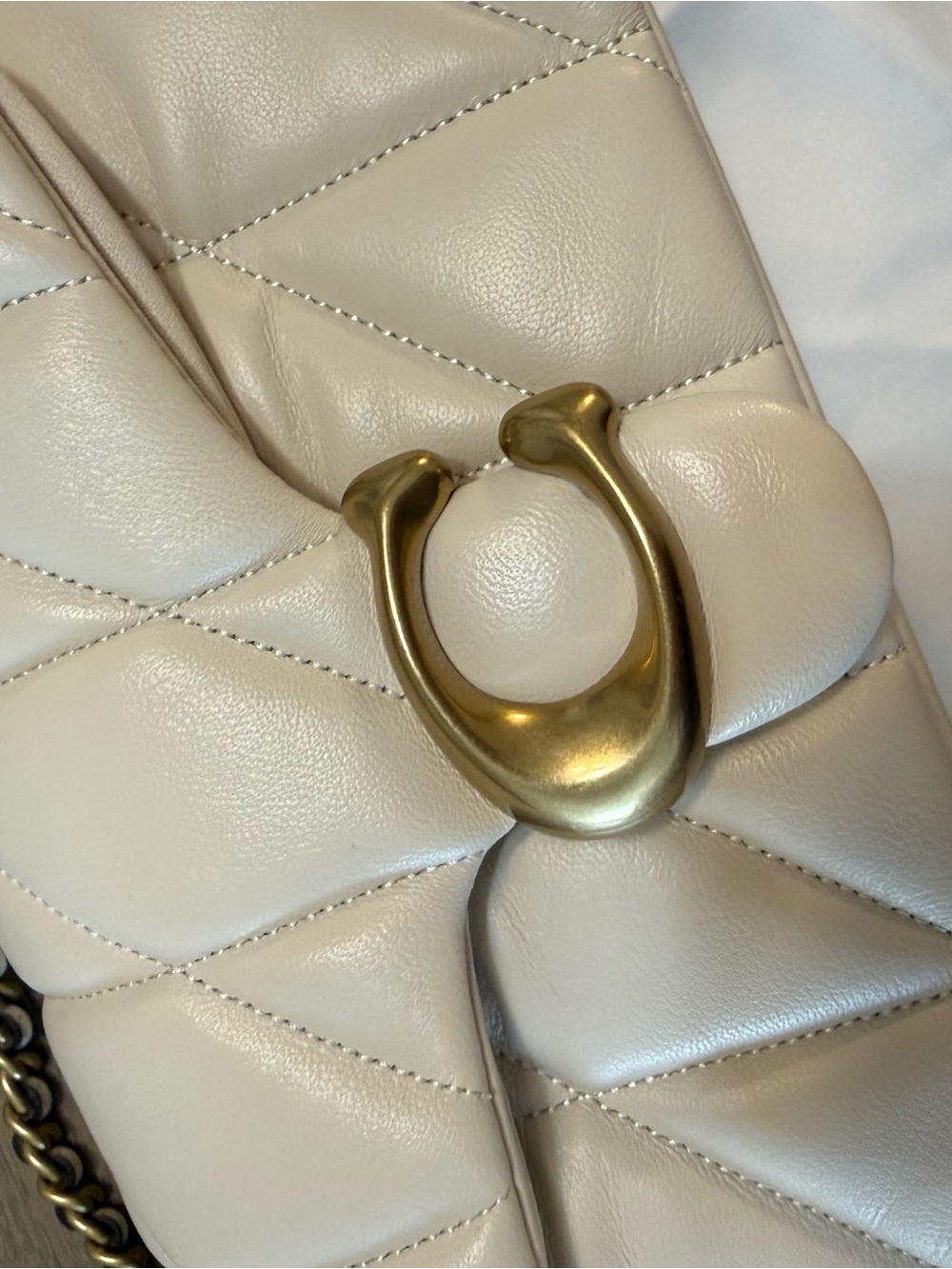 Coach Tabby Shoulder Bag 20 in Chalk and Brass - Picture 9 of 14